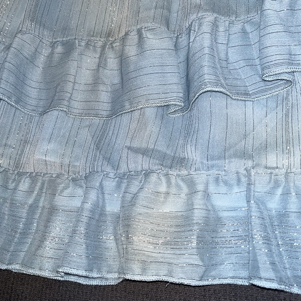 Altar’d State XS Blue Long Sleeve Dress with Silver thread throughout. Like New - Picture 5 of 16